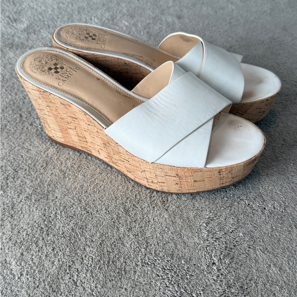 Vince Camuto White Wedge Sandals